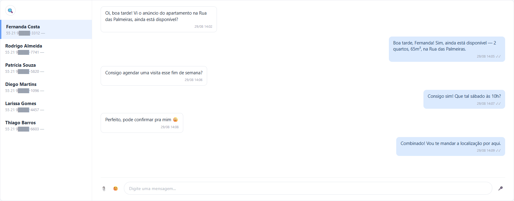Atendimento via WhatsApp e Instagram, direto na plataforma